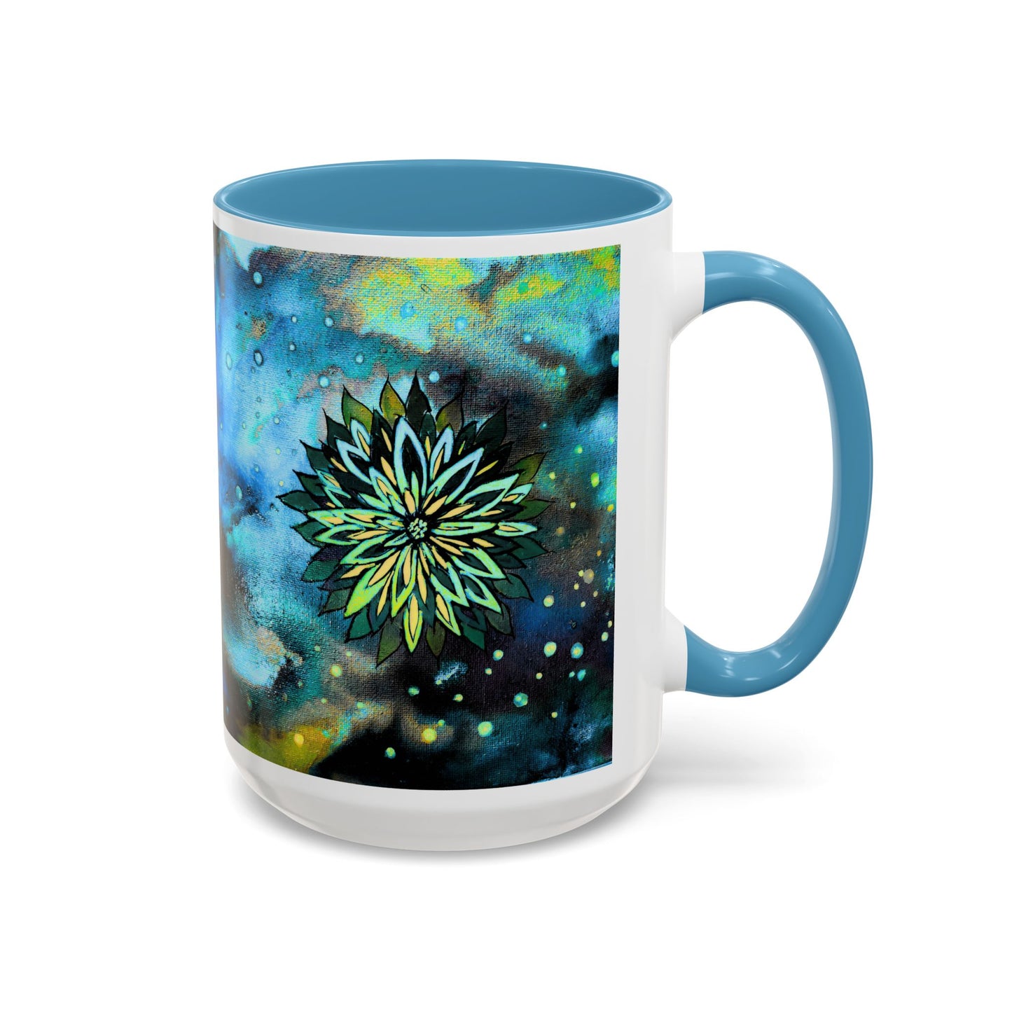 Blue Galaxy Floral Accent Coffee Mug — 11/15oz