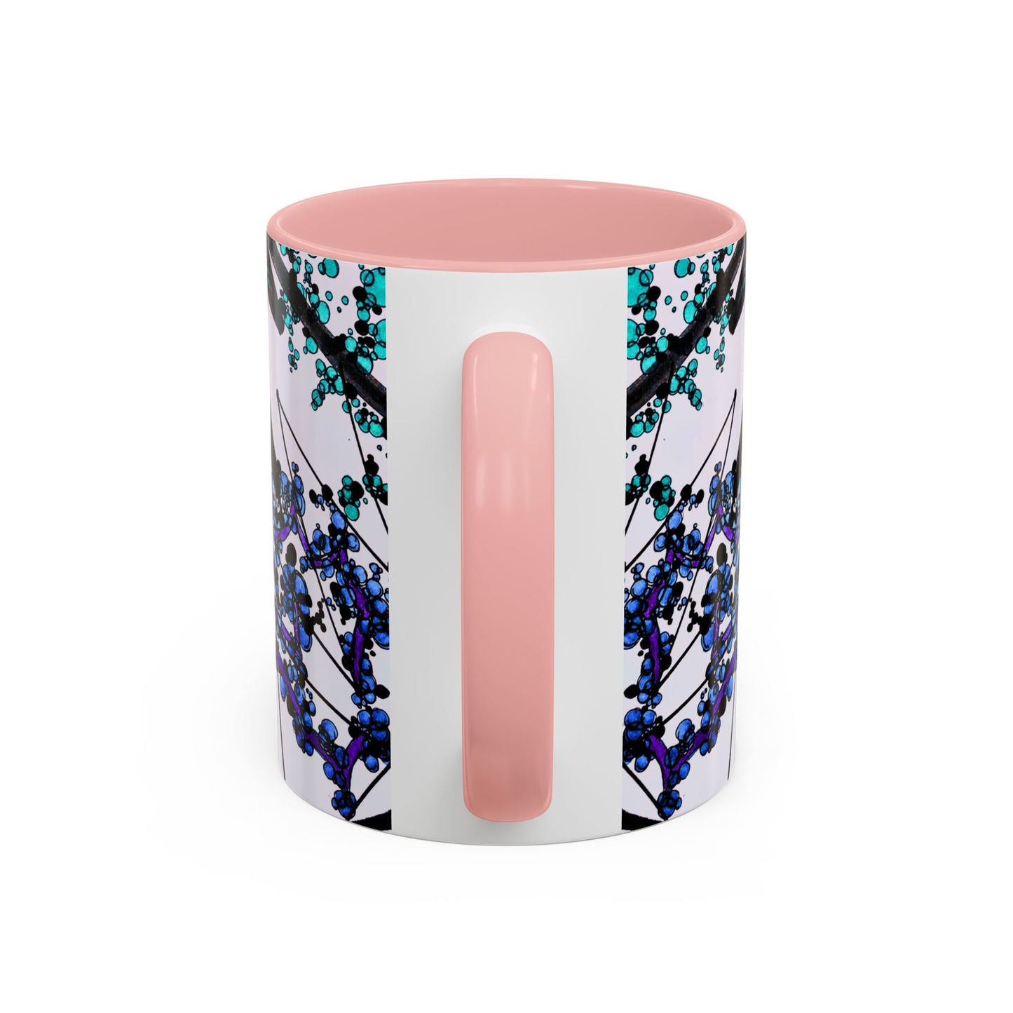 Blue Botanical Accent Coffee Mug — Teal Floral Abstract 11/15oz
