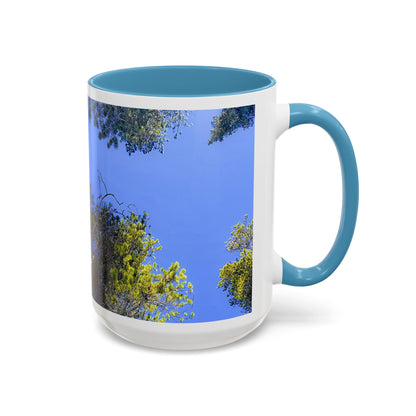 Scenic Pine Tree Sky Accent Coffee Mug – Nature Photography 11/15oz