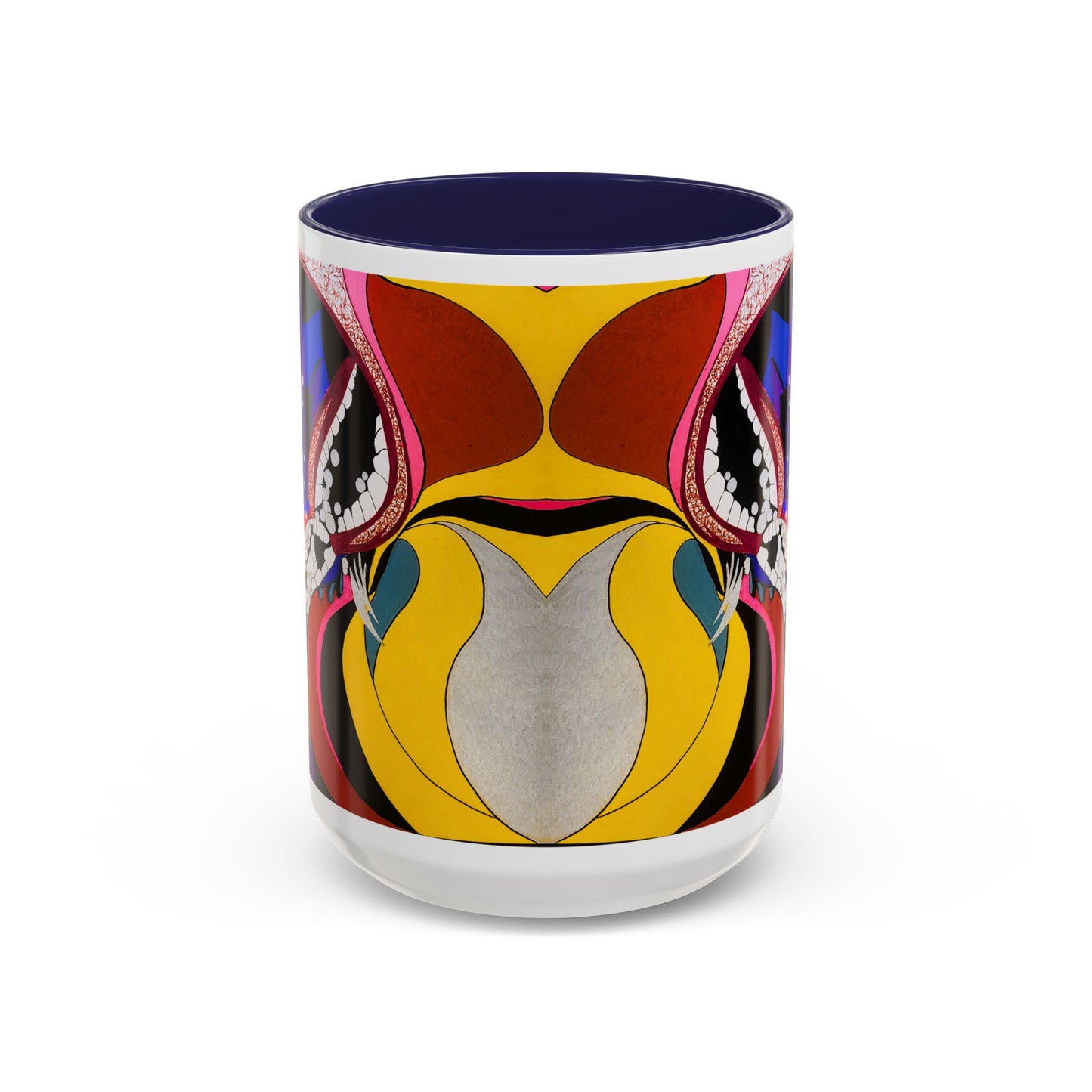 Abstract Colorful Face Accent Coffee Mug — Bold Pop Art Ceramic Gift
