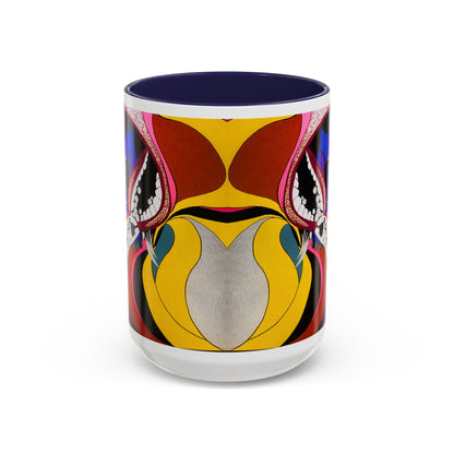 Abstract Colorful Face Accent Coffee Mug — Bold Pop Art Ceramic Gift