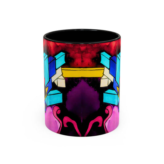 Abstract Neon Art Coffee Mug — Colorful Geometric Accent Mug
