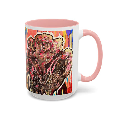 Abstract Floral Accent Coffee Mug — Vibrant Rose Art Ceramic Mug (11/15 oz)