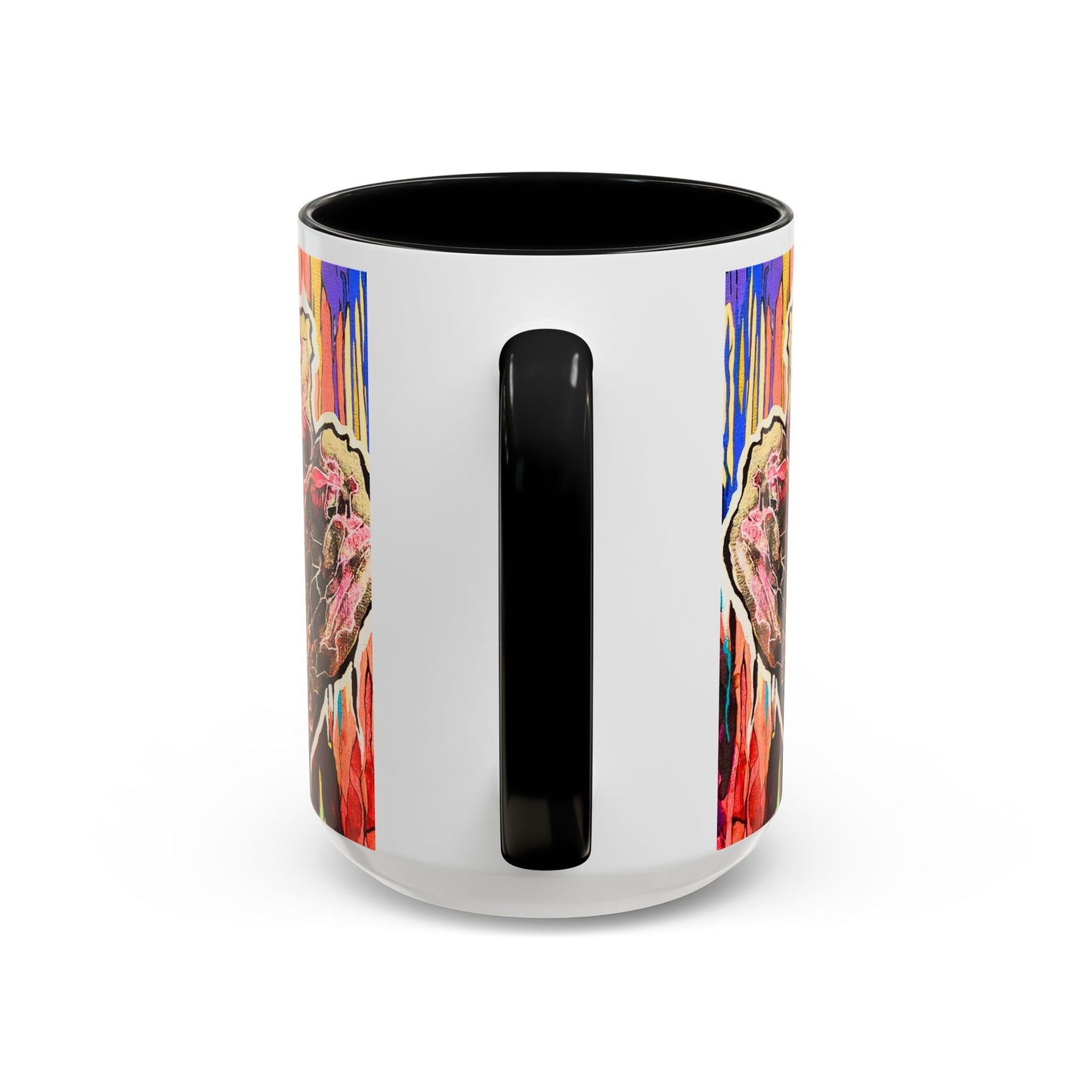 Abstract Floral Accent Coffee Mug — Vibrant Rose Art Ceramic Mug (11/15 oz)
