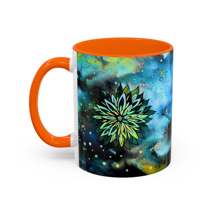 Blue Galaxy Floral Accent Coffee Mug — 11/15oz