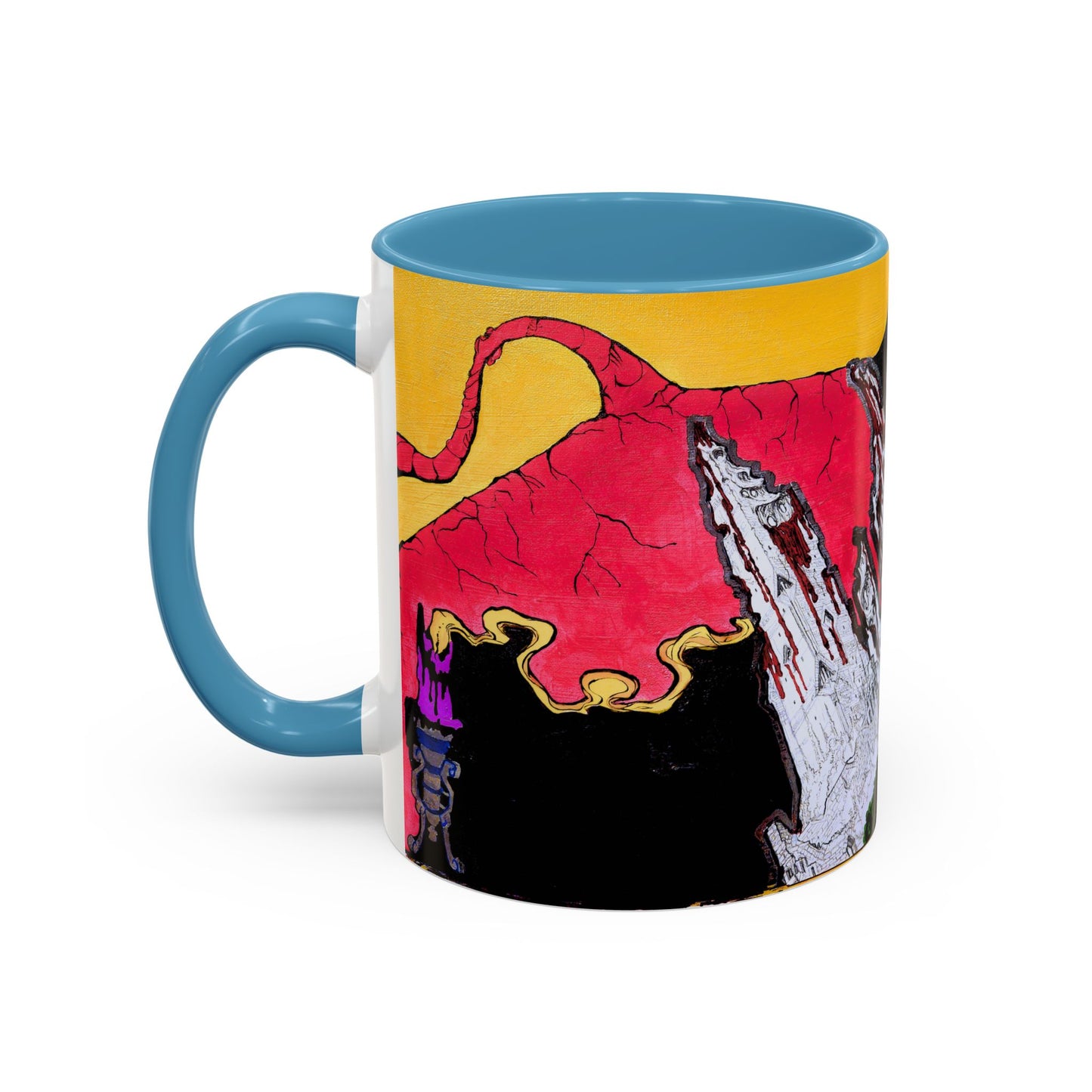 Abstract Mountain Dragon Coffee Mug — Colorful Accent Ceramic Mug (11/15oz)