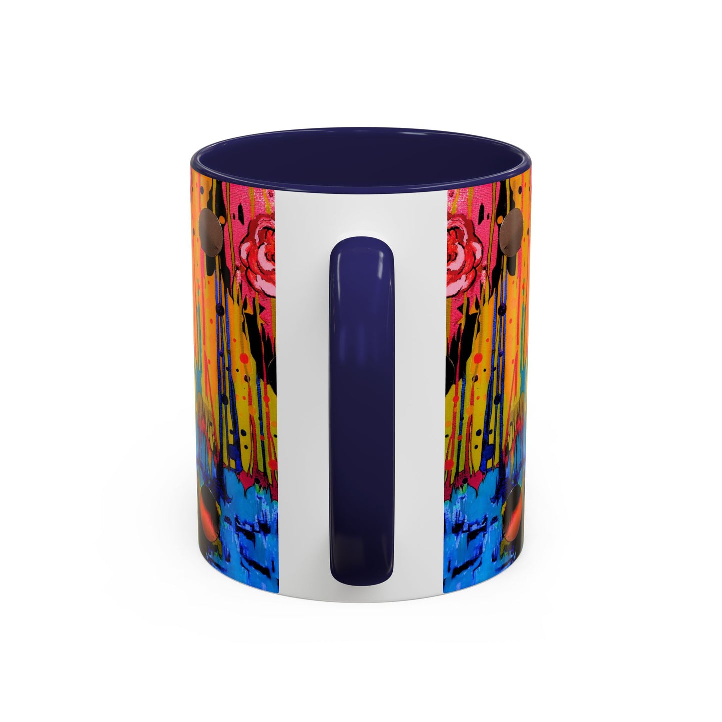 Vibrant Drip Floral Accent Coffee Mug — Colorful Abstract Roses (11/15 oz)