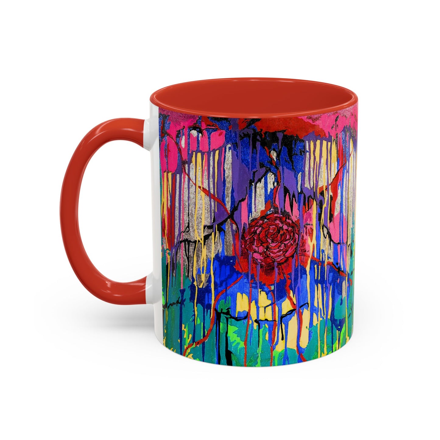 Colorful Drip Art Coffee Mug – Vibrant Abstract Floral Accent (11/15oz)