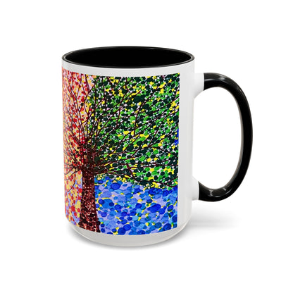 Accent Coffee Mug - Colorful Pointillist Tree Art Cup (11/15 oz)