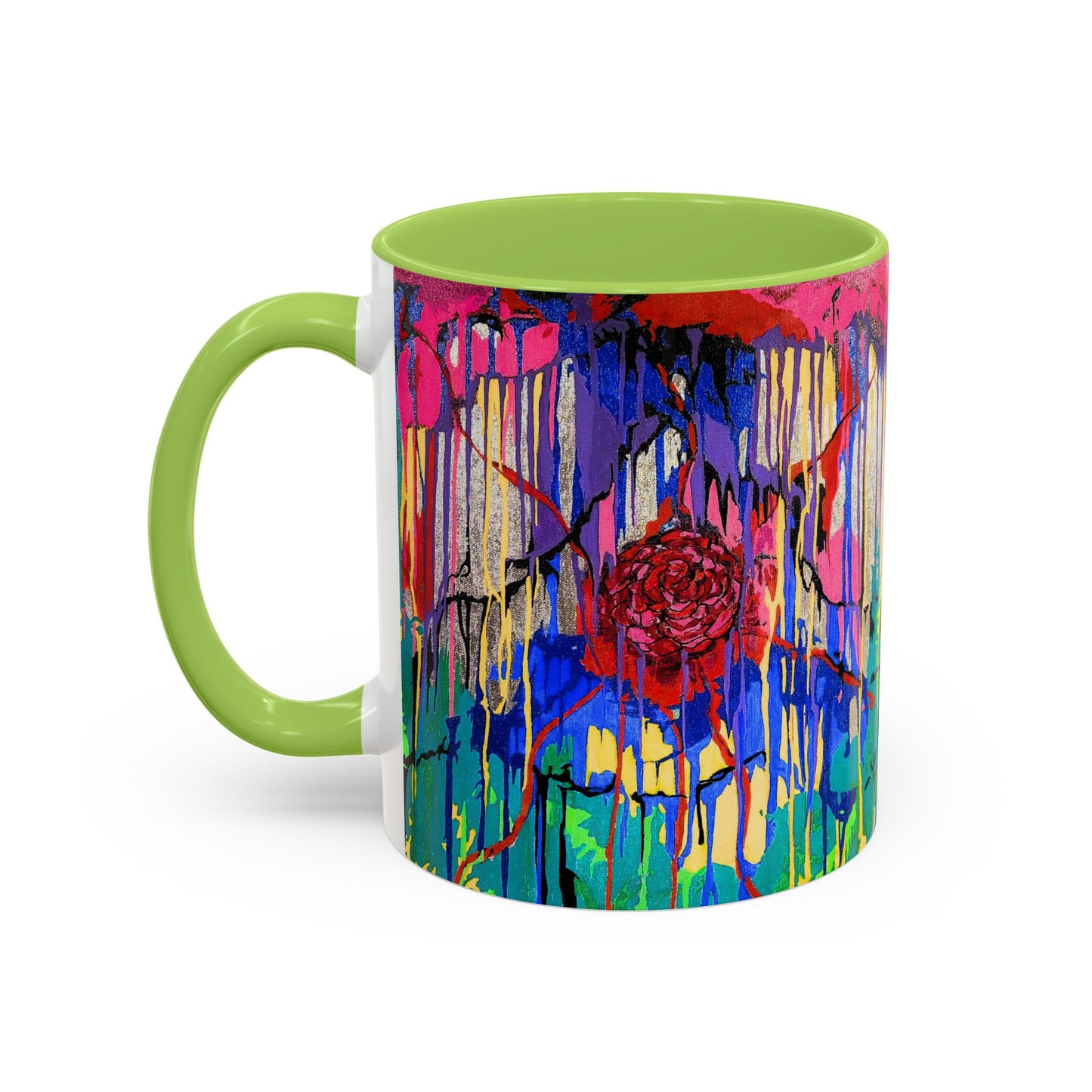 Colorful Drip Art Coffee Mug – Vibrant Abstract Floral Accent (11/15oz)