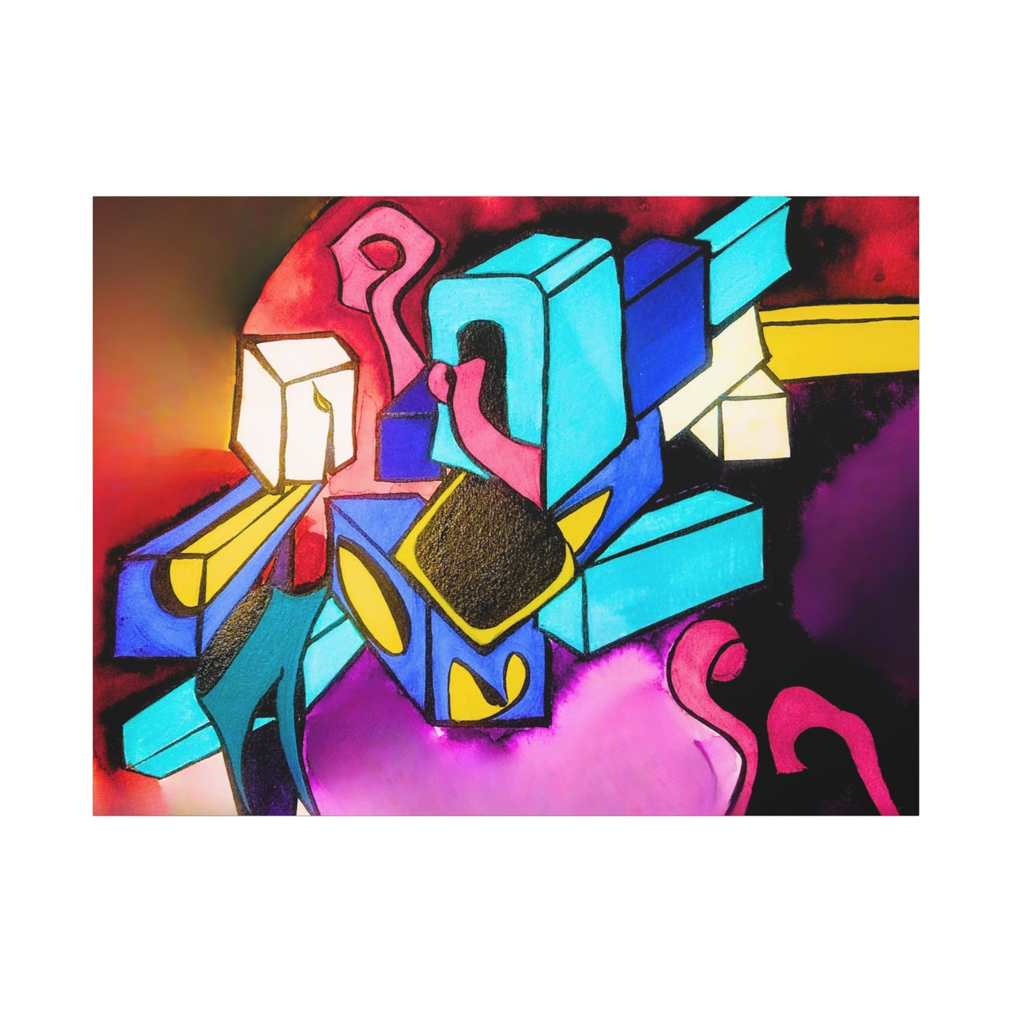 Abstract Neon Geometric Canvas Print