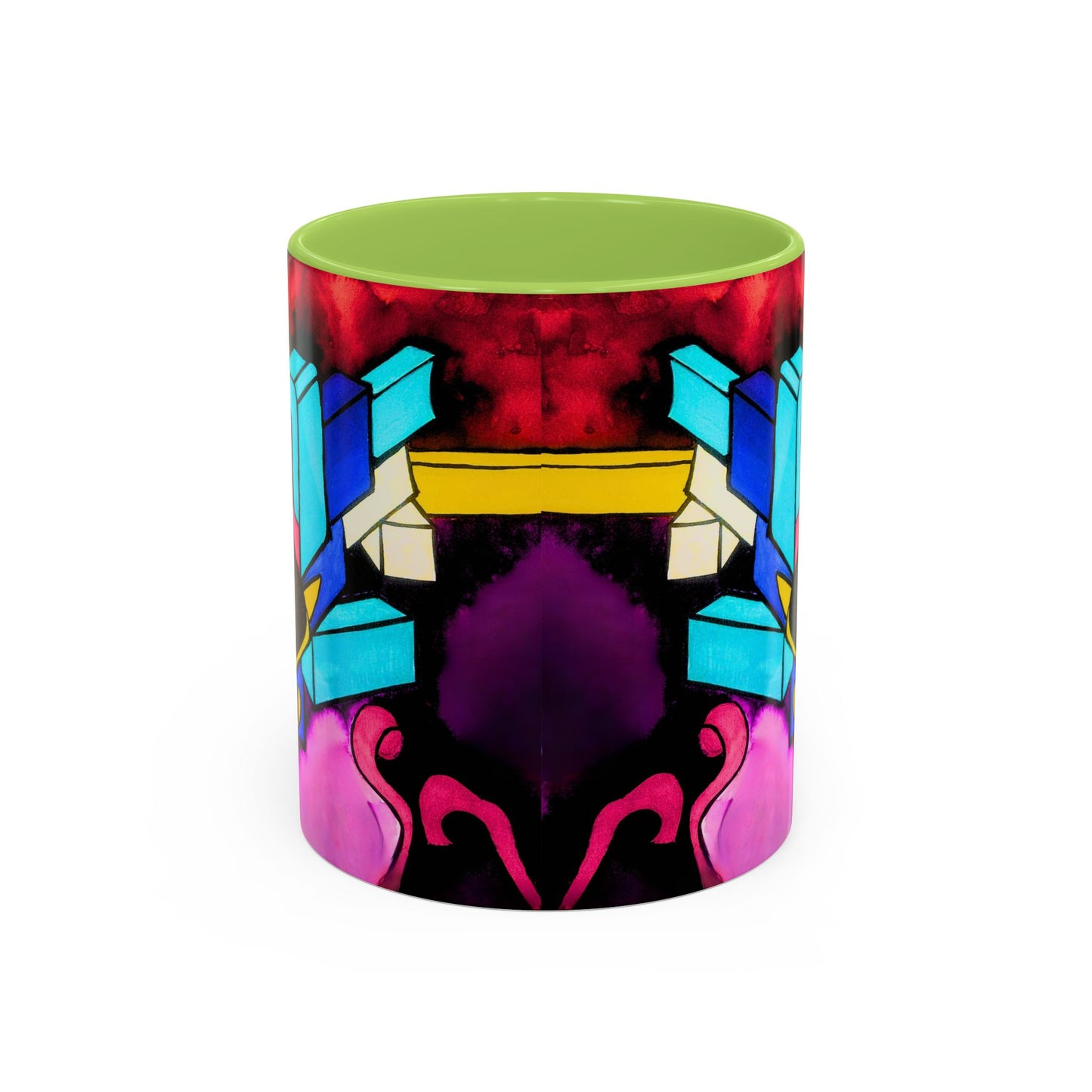 Abstract Neon Art Coffee Mug — Colorful Geometric Accent Mug