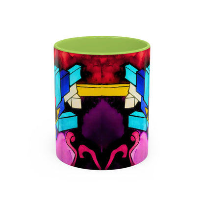 Abstract Neon Art Coffee Mug — Colorful Geometric Accent Mug