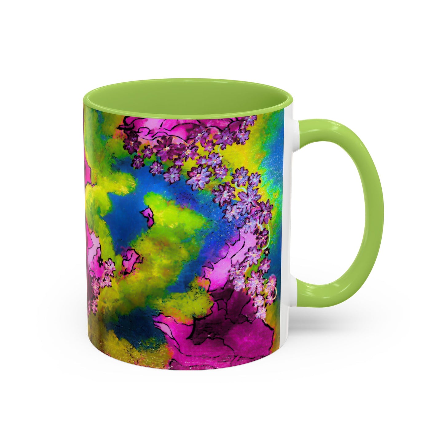 Vibrant Abstract Inkblot Accent Coffee Mug – Psychedelic Floral Color Splash (11/15oz)