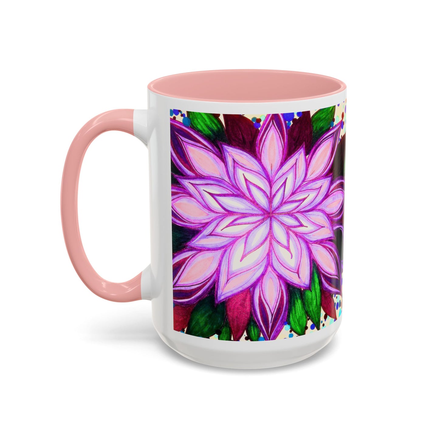 Floral Lotus Accent Coffee Mug — Purple Mandala 11/15oz