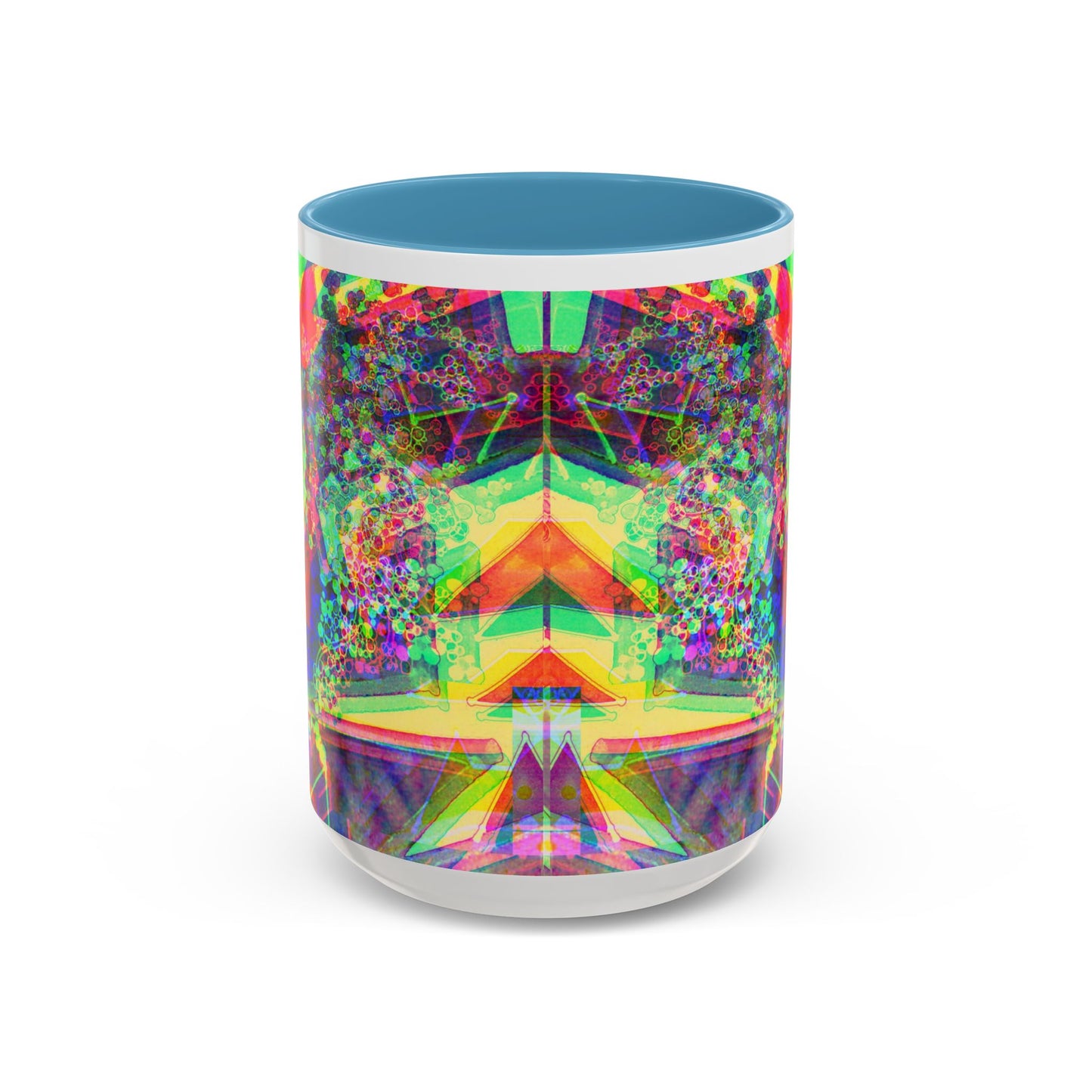 Psychedelic Geometric Accent Coffee Mug — Vibrant Neon Art Design (11/15oz)