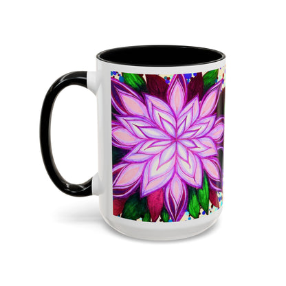 Floral Lotus Accent Coffee Mug — Purple Mandala 11/15oz