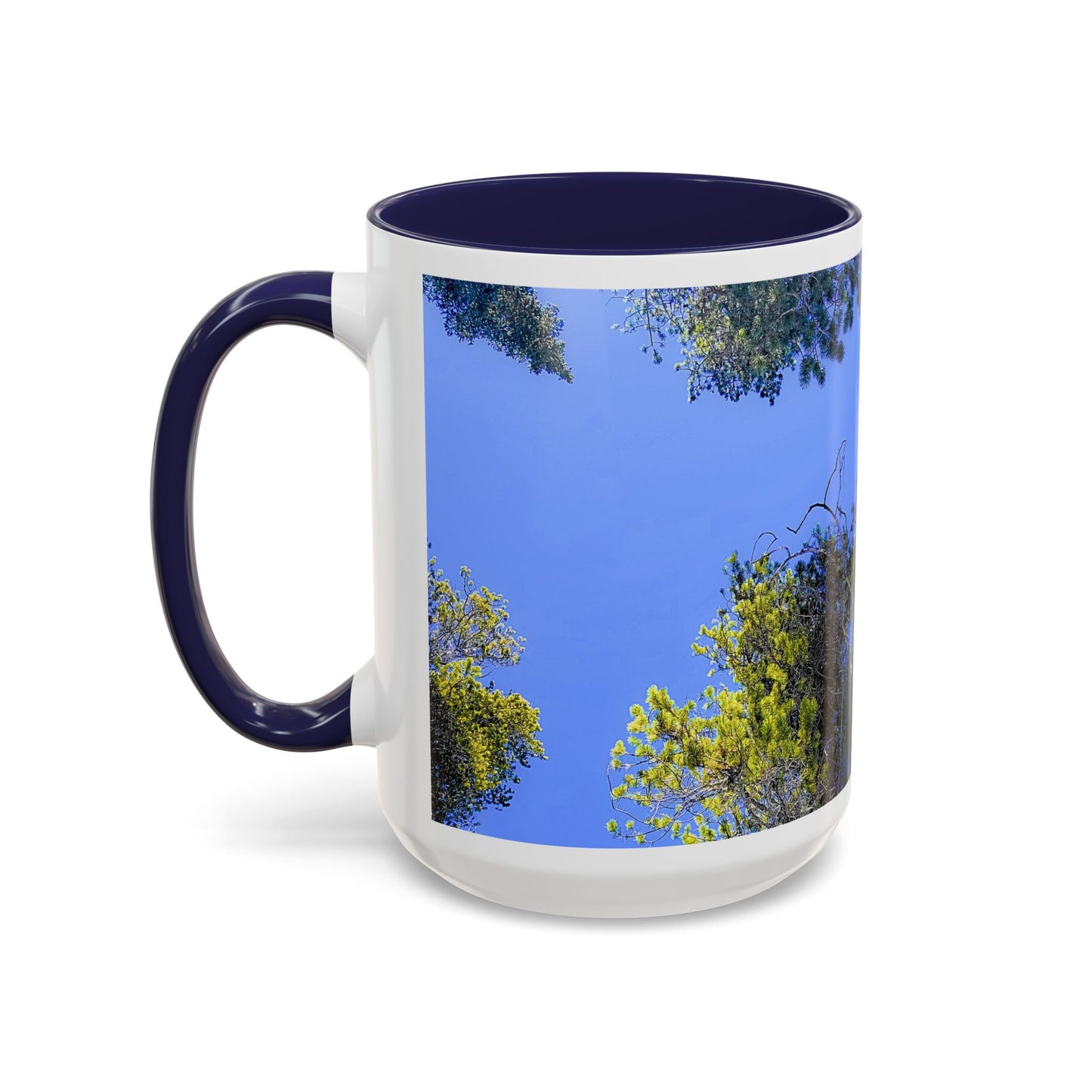 Scenic Pine Tree Sky Accent Coffee Mug – Nature Photography 11/15oz