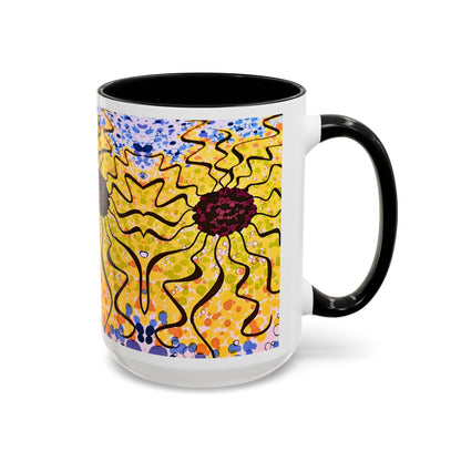 Sunburst Floral Accent Coffee Mug