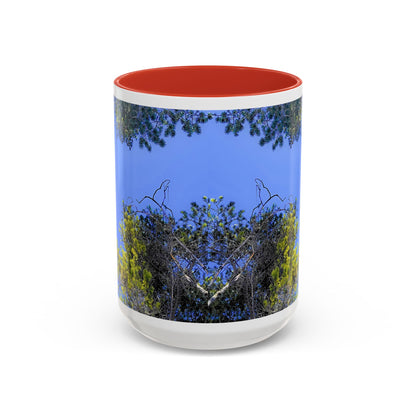 Scenic Pine Tree Sky Accent Coffee Mug – Nature Photography 11/15oz