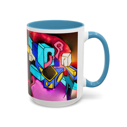 Abstract Neon Art Coffee Mug — Colorful Geometric Accent Mug