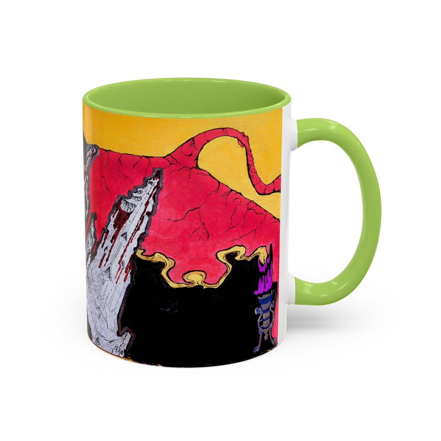 Abstract Mountain Dragon Coffee Mug — Colorful Accent Ceramic Mug (11/15oz)