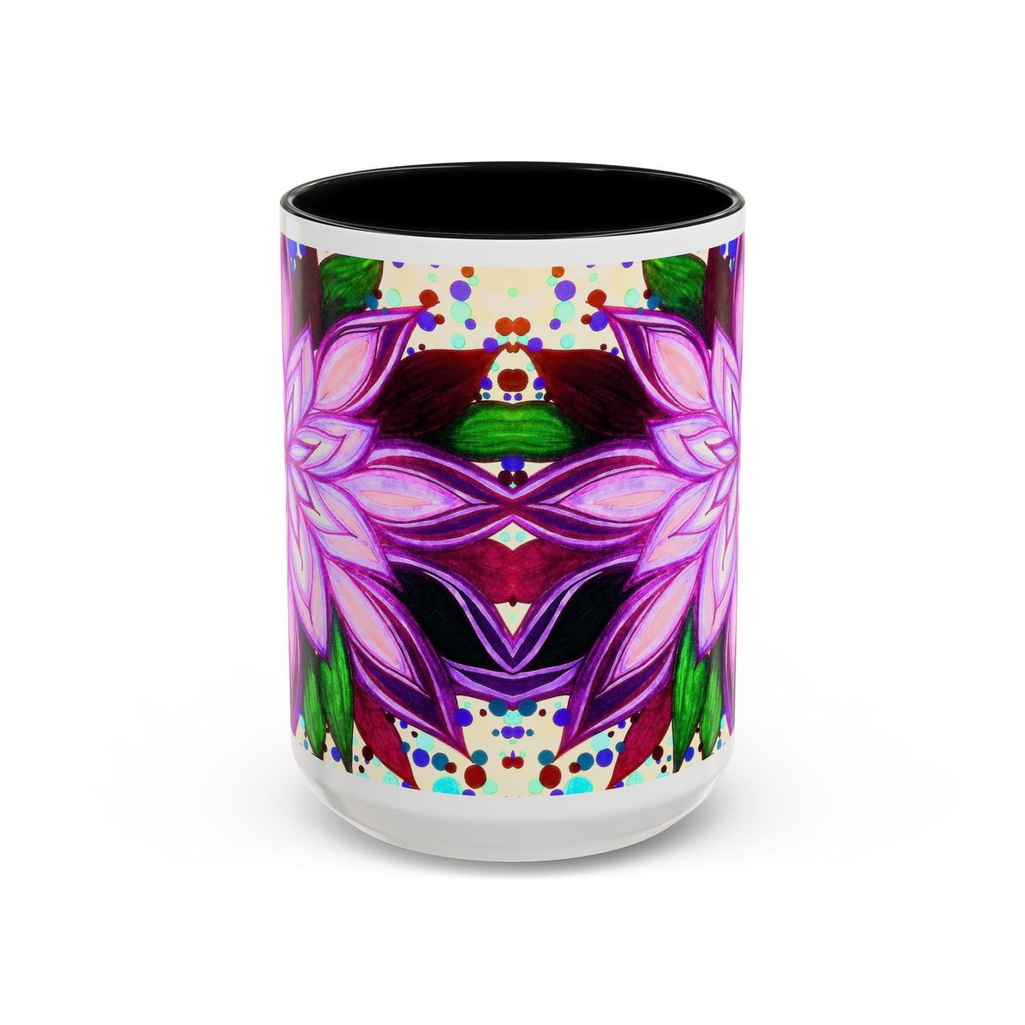 Floral Lotus Accent Coffee Mug — Purple Mandala 11/15oz