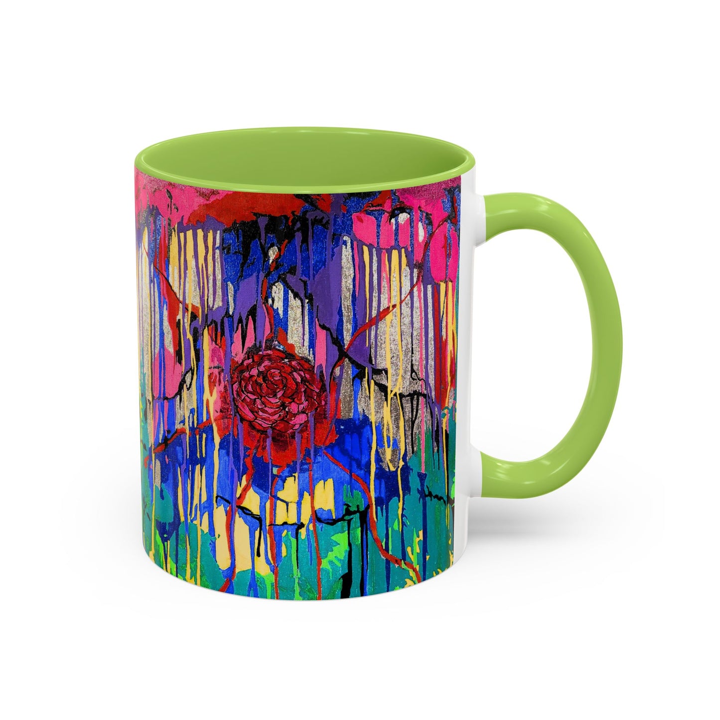 Colorful Drip Art Coffee Mug – Vibrant Abstract Floral Accent (11/15oz)