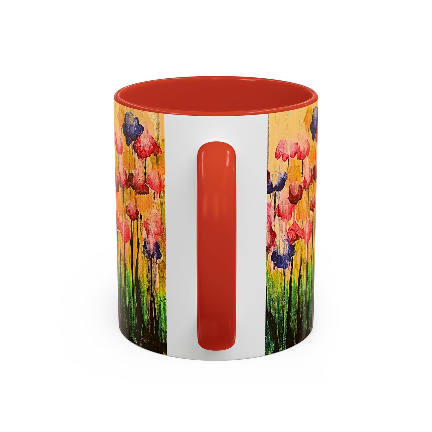 Floral Watercolor Accent Coffee Mug — Colorful Spring Poppy Art (11/15 oz)