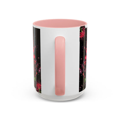 Black Floral Splash Coffee Mug — Red Rose Explosion Accent Mug (11/15oz)