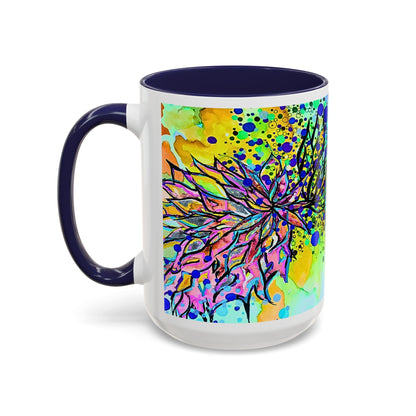 Artistic Floral Coffee Mug — Colorful Watercolor Mandala Accent Mug (11/15oz)