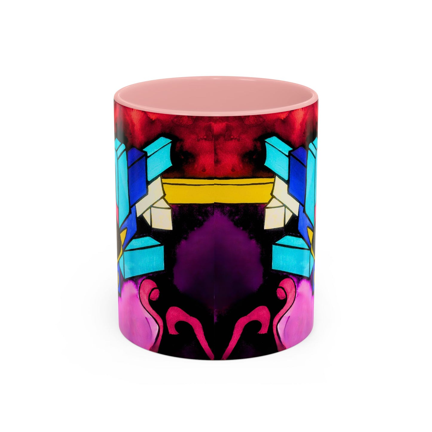 Abstract Neon Art Coffee Mug — Colorful Geometric Accent Mug