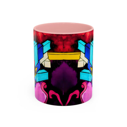 Abstract Neon Art Coffee Mug — Colorful Geometric Accent Mug