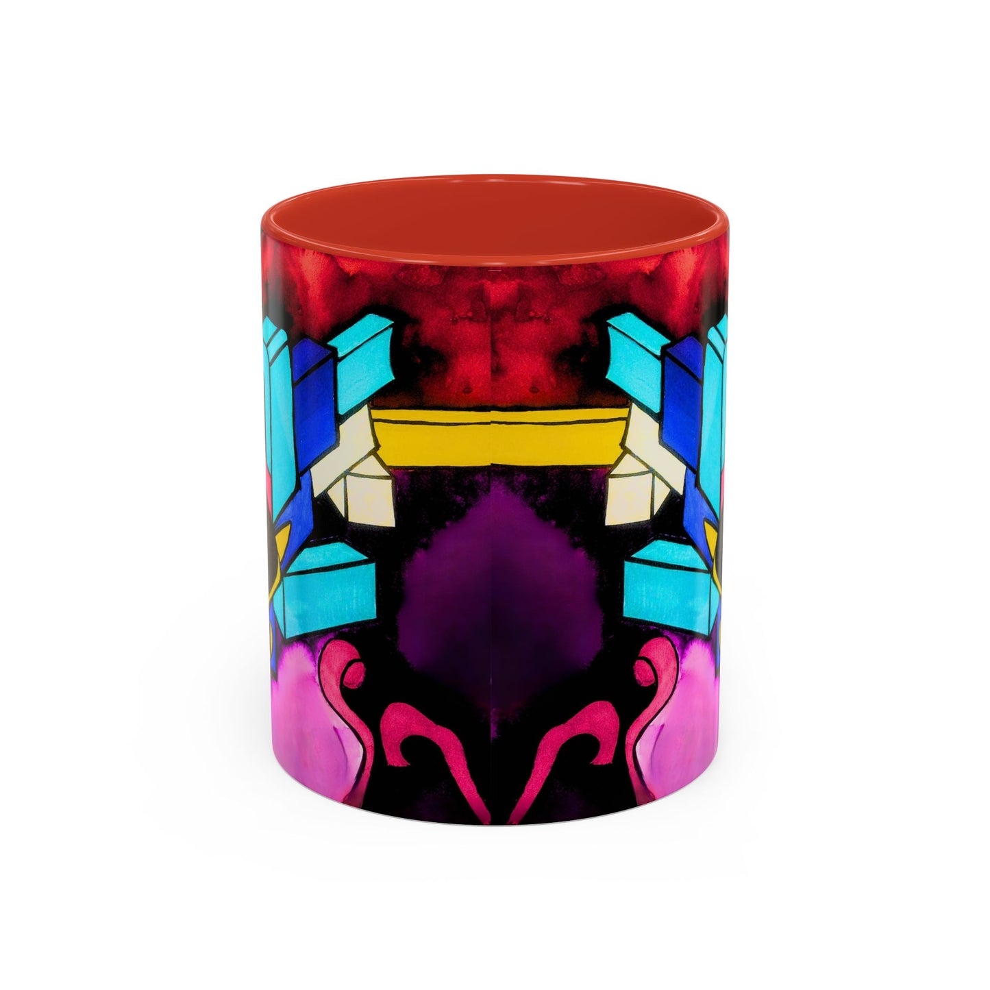 Abstract Neon Art Coffee Mug — Colorful Geometric Accent Mug