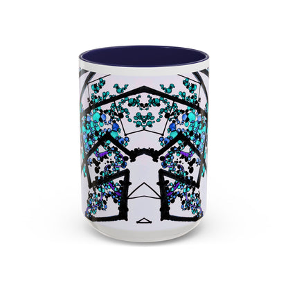 Blue Botanical Accent Coffee Mug — Teal Floral Abstract 11/15oz
