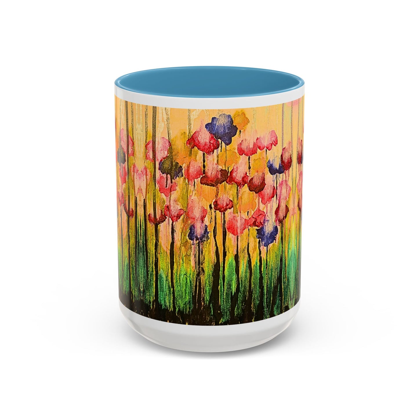 Floral Watercolor Accent Coffee Mug — Colorful Spring Poppy Art (11/15 oz)