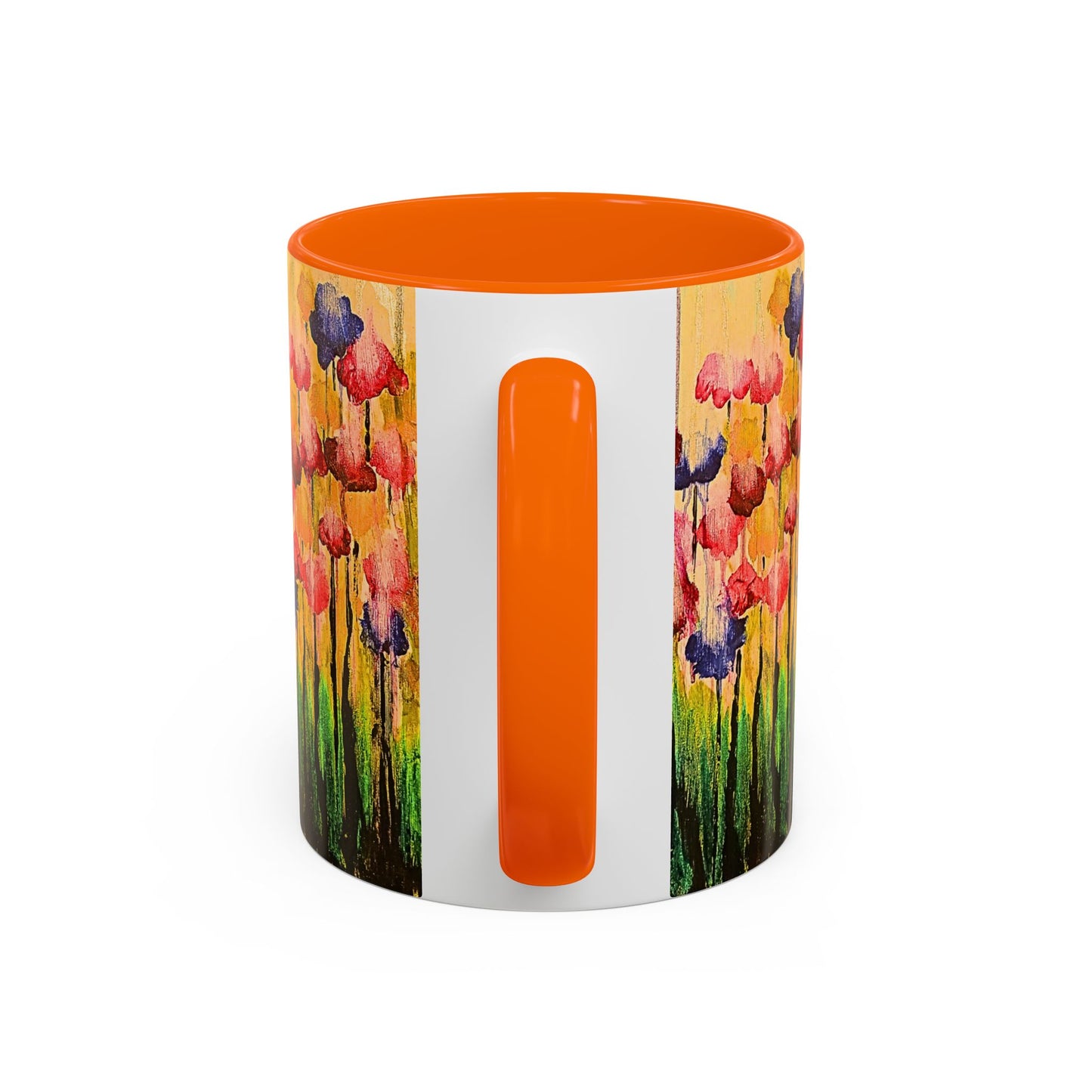 Floral Watercolor Accent Coffee Mug — Colorful Spring Poppy Art (11/15 oz)