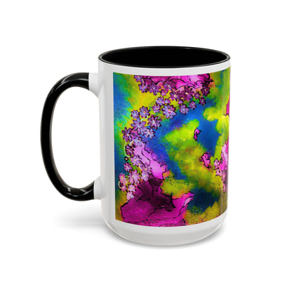 Vibrant Abstract Inkblot Accent Coffee Mug – Psychedelic Floral Color Splash (11/15oz)