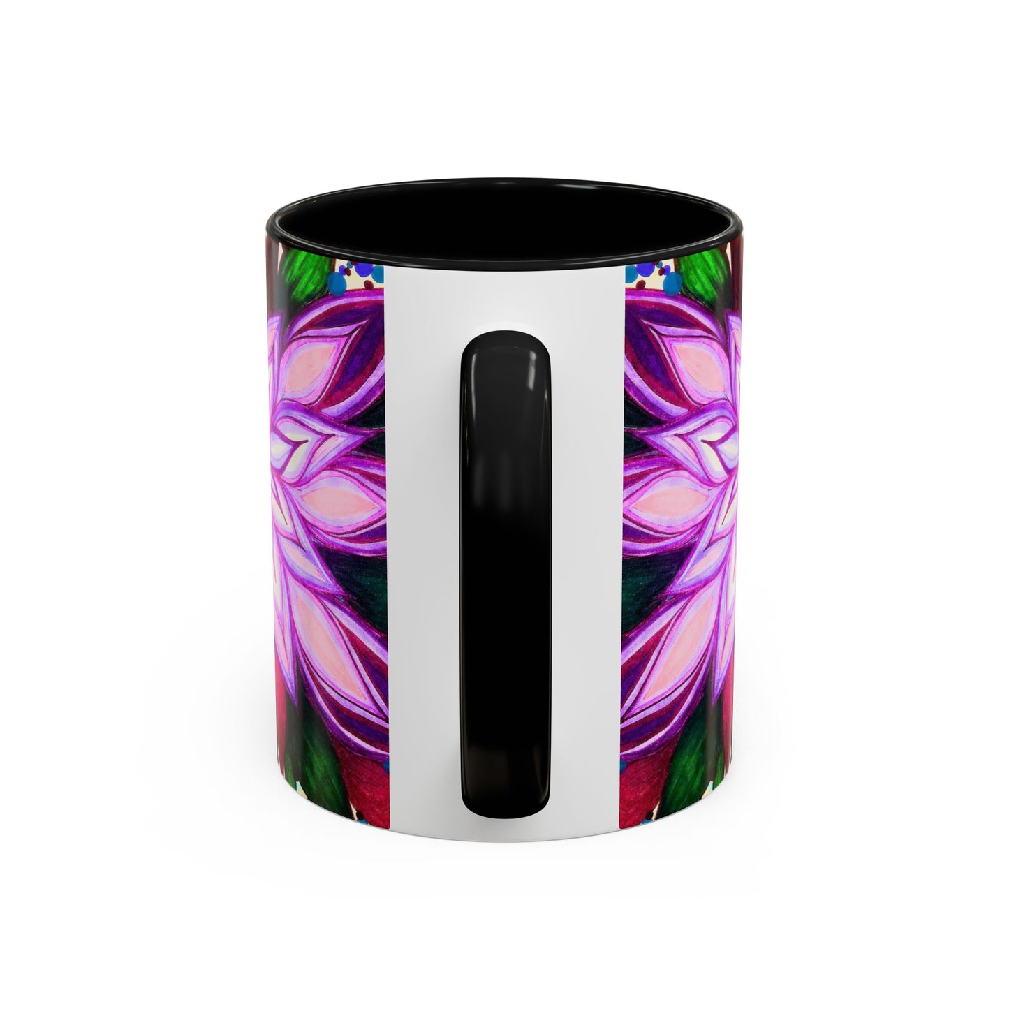 Floral Lotus Accent Coffee Mug — Purple Mandala 11/15oz