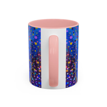 Abstract Galaxy Accent Coffee Mug — Blue Dot Constellation Design (11/15oz)