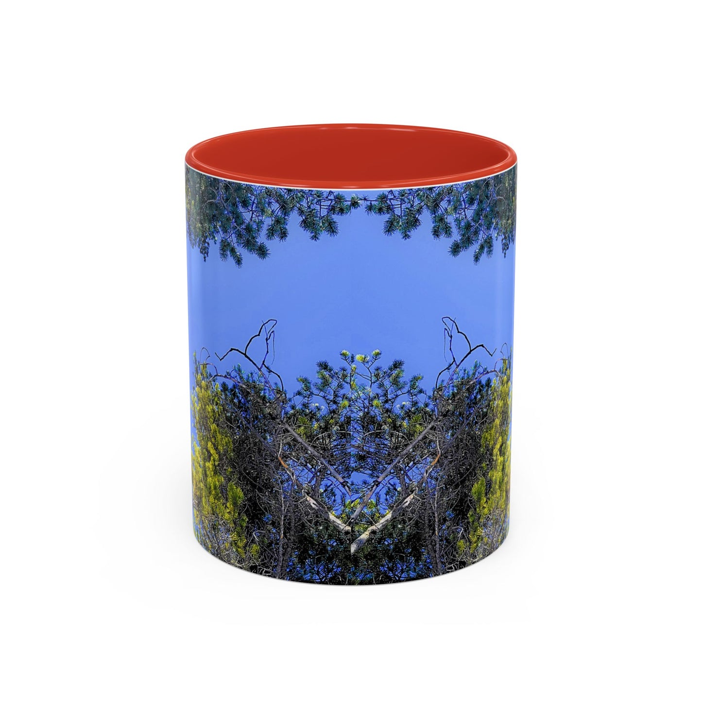 Scenic Pine Tree Sky Accent Coffee Mug – Nature Photography 11/15oz