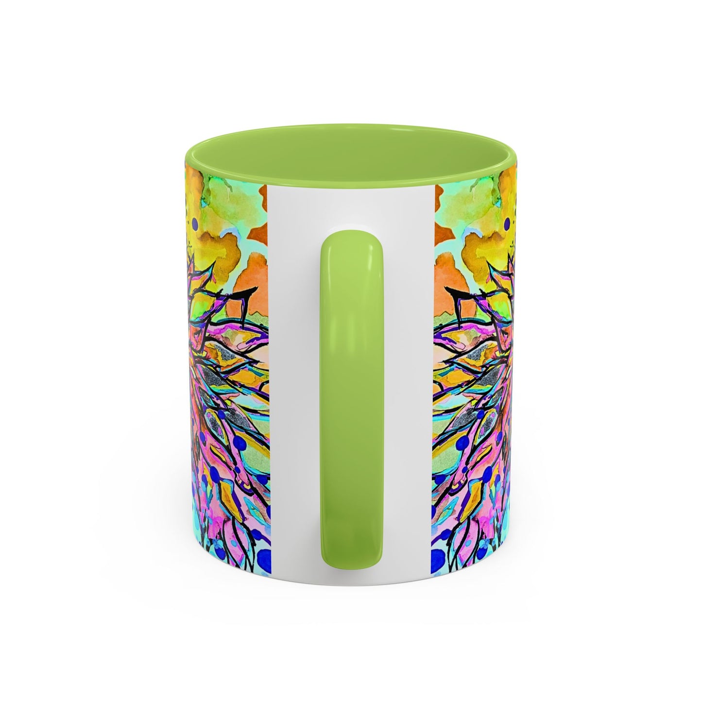 Artistic Floral Coffee Mug — Colorful Watercolor Mandala Accent Mug (11/15oz)