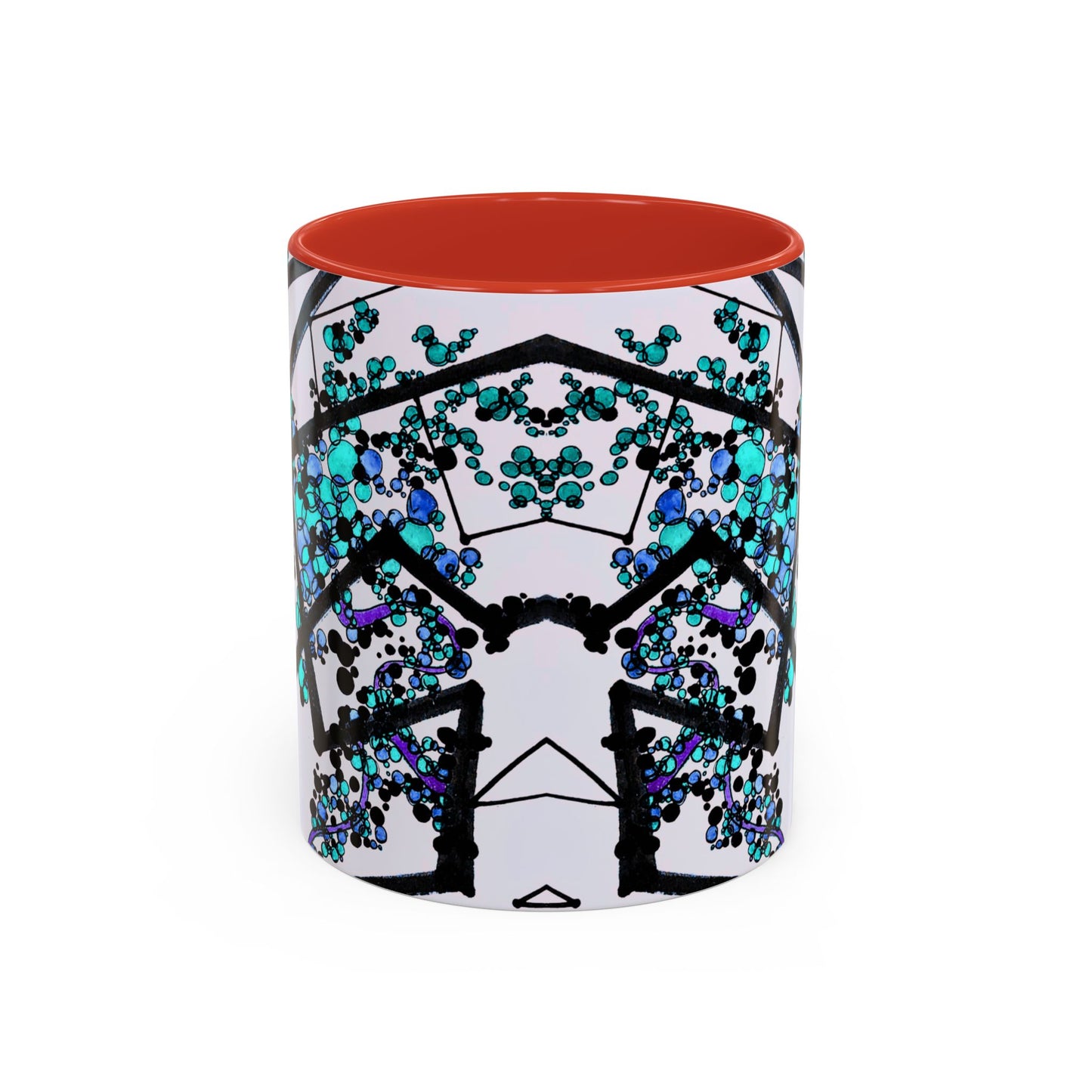 Blue Botanical Accent Coffee Mug — Teal Floral Abstract 11/15oz