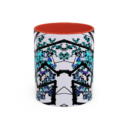 Blue Botanical Accent Coffee Mug — Teal Floral Abstract 11/15oz