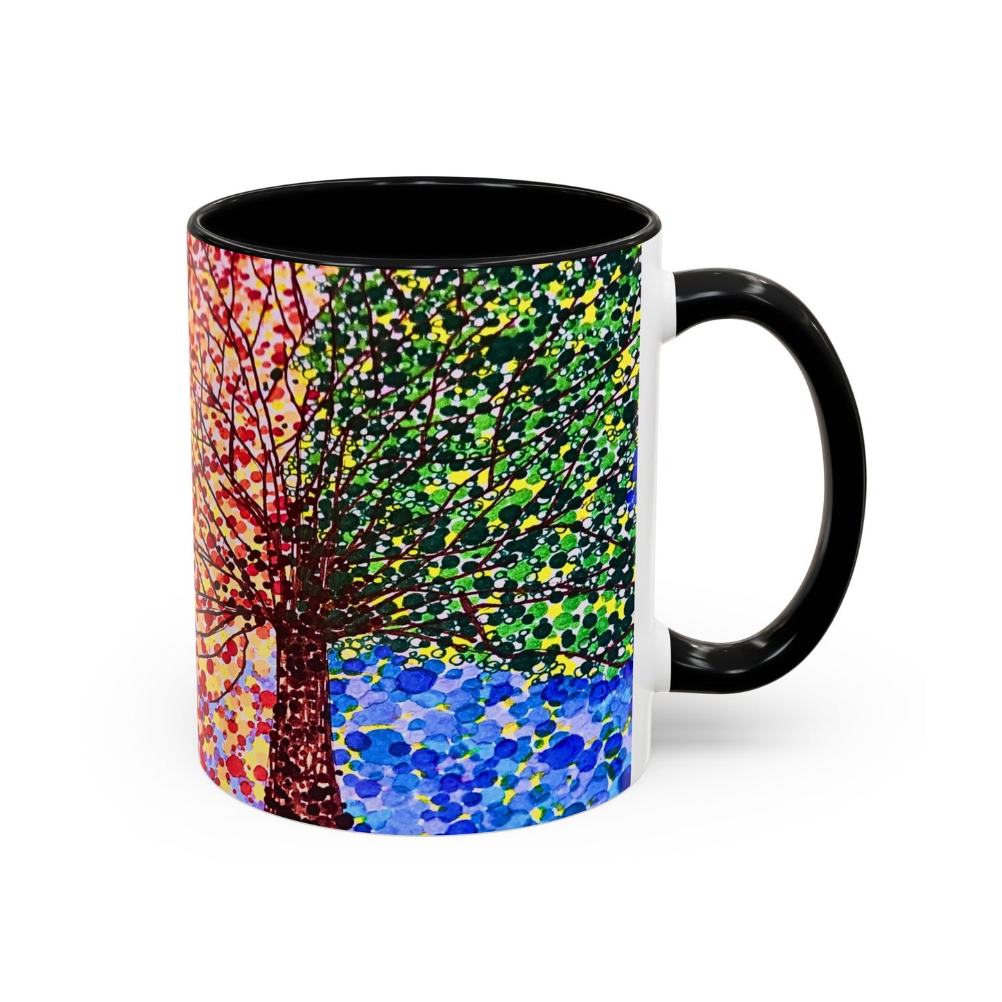 Accent Coffee Mug - Colorful Pointillist Tree Art Cup (11/15 oz)