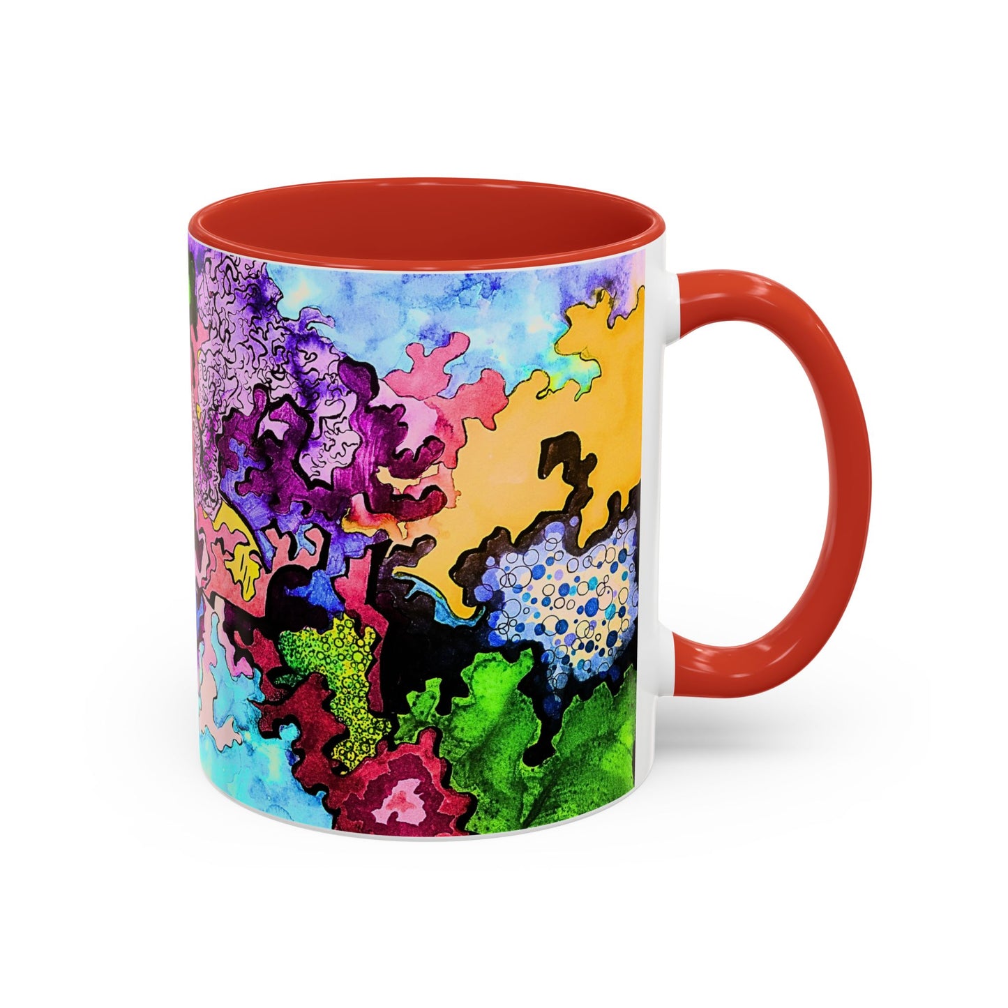 Abstract Colorful Art Coffee Mug — Vibrant Symmetry Accent Mug