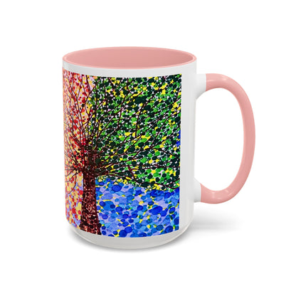 Accent Coffee Mug - Colorful Pointillist Tree Art Cup (11/15 oz)