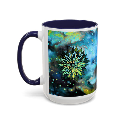 Blue Galaxy Floral Accent Coffee Mug — 11/15oz