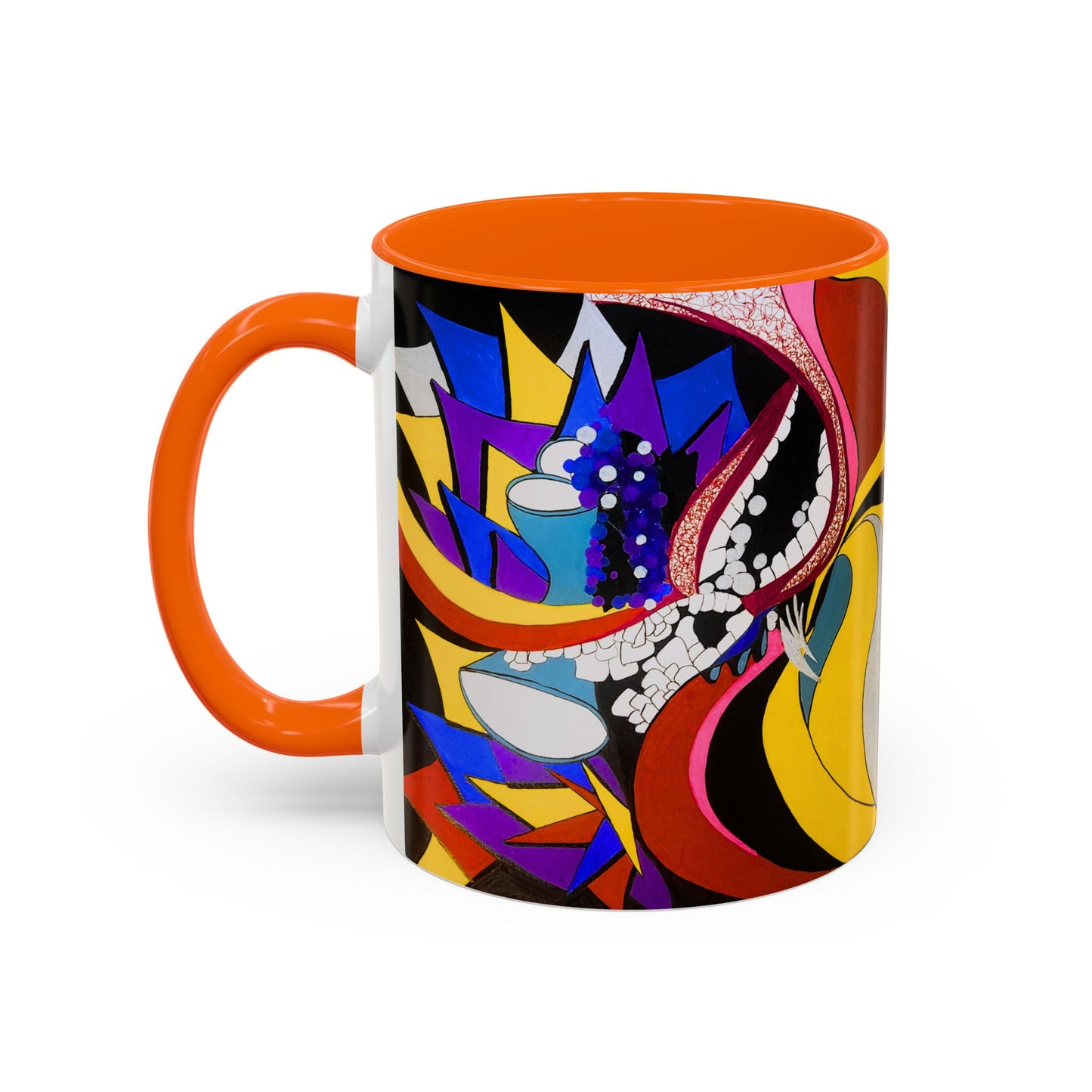 Abstract Colorful Face Accent Coffee Mug — Bold Pop Art Ceramic Gift