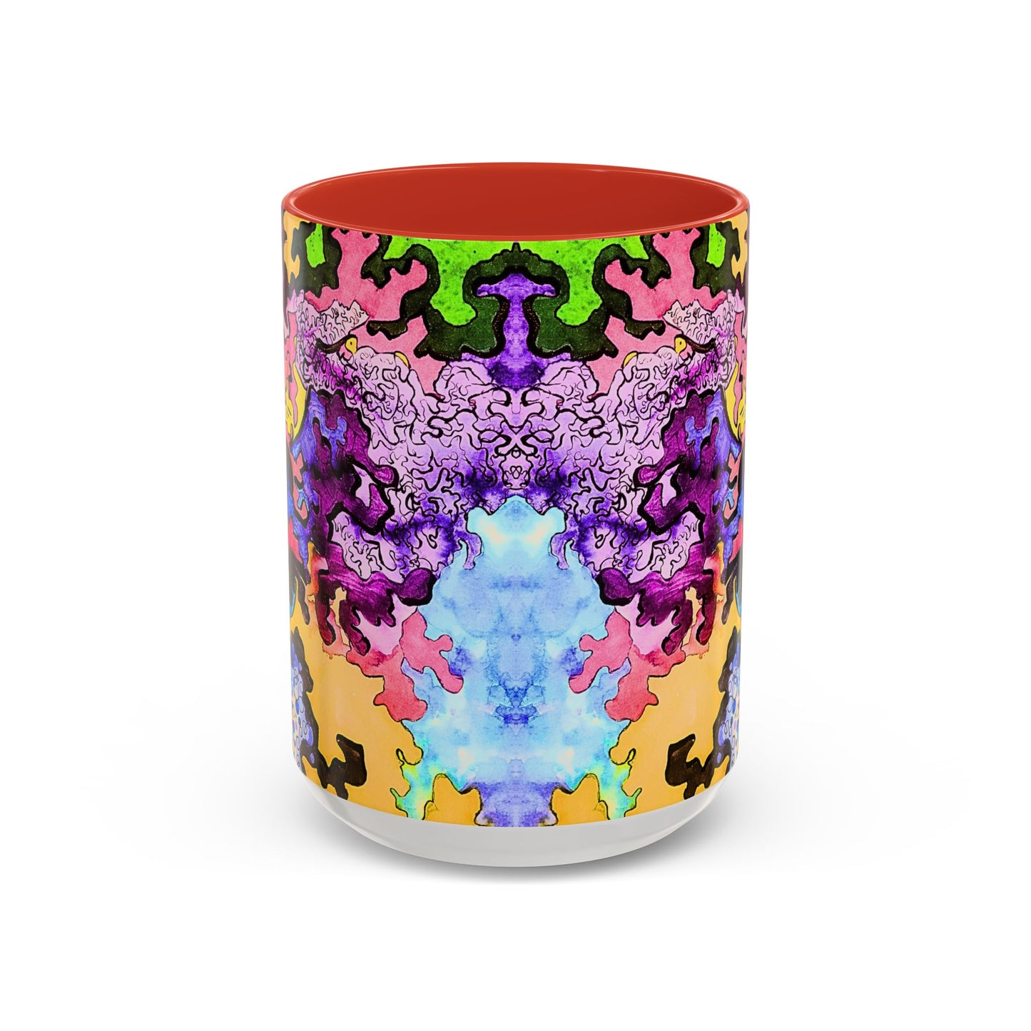 Psychedelic Abstract Accent Coffee Mug — Colorful Inkblot Art (11/15oz)
